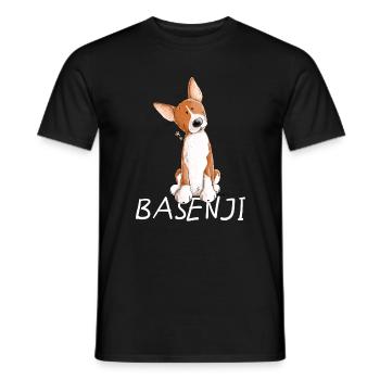 Happy Basenji I Hunderasse Comic I Hund - Männer T-Shirt - Schwarz - Vorne - AI Model Male 178 light (178cm)