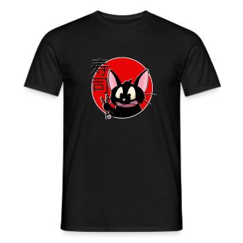 Chat, Japon, Sushi, Manga, Sketchlu, T-shirt - T-shirt homme - noir - Devant - AI Model Male 178 light (178cm)