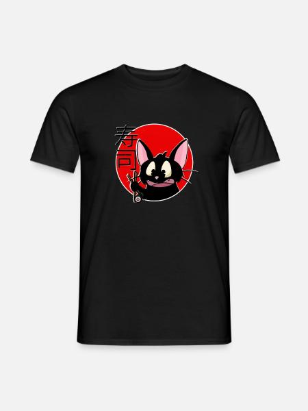 Katze, Japan, Sushi, Manga, Sketchlu, T-shirt - Männer T-Shirt - Schwarz
