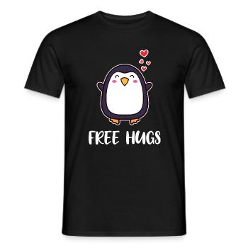 Animal Cute Penguin Heart Statement Seabird South Pole - Men's T-Shirt - black - Front - AI Model Male 178 light (178cm)