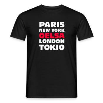 Oelsa Saxony Funny Cities Saying - Men's T-Shirt - black - Front - AI Model Male 178 light (178cm)