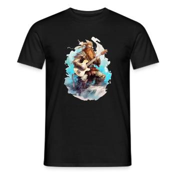 Viking Guitar Rocker Musician Guitarist - Men's T-Shirt - black - Front - AI Model Male 178 light (178cm)
