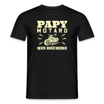 Papy Motard Qui Déchire Grand Père Biker Fan Moto - T-shirt homme - noir - Devant - AI Model Male 178 light (178cm)