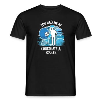Boule Petanque Boccia Boules Schokolade - Männer T-Shirt - Schwarz - Vorne - AI Model Male 178 light (178cm)