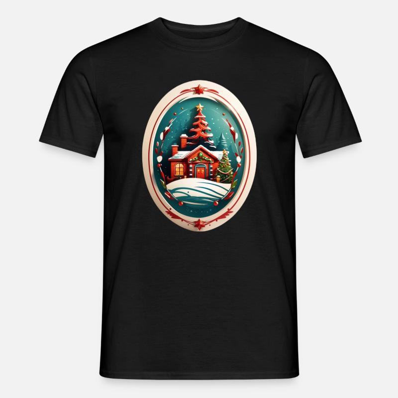Weihnachtshütte - Männer T-Shirt - Schwarz