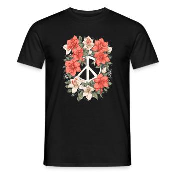 Friedenszeichen mit Blumen - Männer T-Shirt - Schwarz - Vorne - AI Model Male 178 light (178cm)
