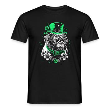 Pug with St Patrick's Day Hat - Men's T-Shirt - black - Front - AI Model Male 178 light (178cm)