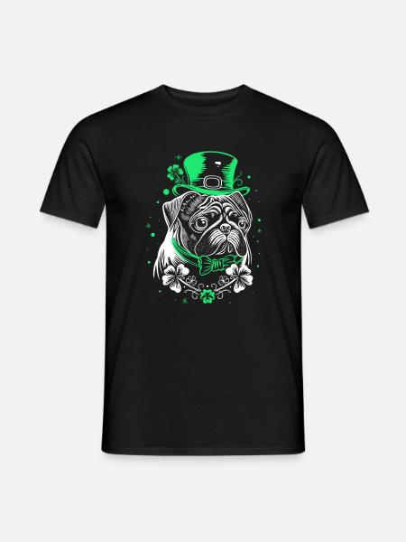 Pug with St Patrick's Day Hat - Men's T-Shirt - black