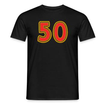 50. 50 YEARS. 50th ANNIVERSARY. 50 YEARS ANNIVERSARY. - Men's T-Shirt - black - Front - AI Model Male 178 light (178cm)