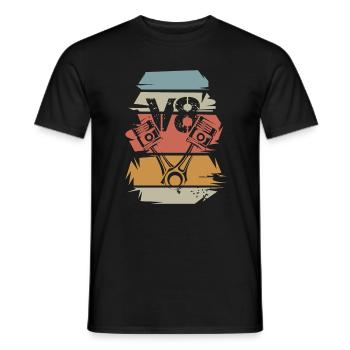 Voiture rétro V8 Muscle cars moteur icône vintage - T-shirt homme - noir - Devant - AI Model Male 178 light (178cm)