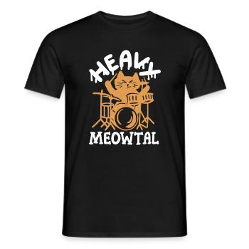 Schlagzeuger Katze - Männer T-Shirt - Schwarz - Vorne - AI Model Male 178 light (178cm)