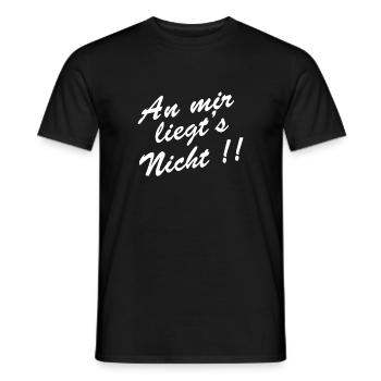 an mir liegt´s nicht (weiss) - Männer T-Shirt - Schwarz - Vorne - AI Model Male 178 light (178cm)
