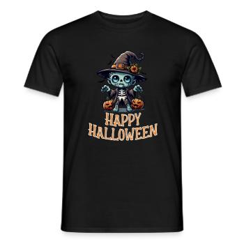 Joyeux Halloween Zombie mignon avec Chapeau de Sorcière - T-shirt homme - noir - Devant - AI Model Male 178 light (178cm)