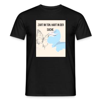 Sanfte Empathie mit Schmetterling und Storch - Männer T-Shirt - Schwarz - Vorne - AI Model Male 178 light (178cm)