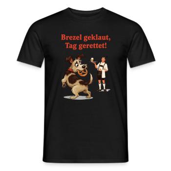 Bretzel volé, journée sauvée ! - T-shirt homme - noir - Devant - AI Model Male 178 light (178cm)
