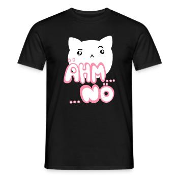 Um, nope, kawaii cat pink - Men's T-Shirt - black - Front - AI Model Male 178 light (178cm)
