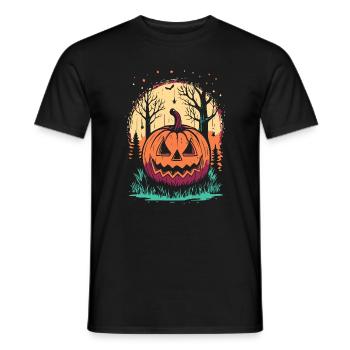 Citrouille d'Halloween en forêt - T-shirt homme - noir - Devant - AI Model Male 178 light (178cm)