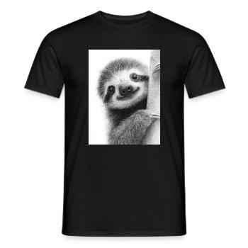Niedliches Faultier im Bleistiftstil schwarz weiss - Männer T-Shirt - Schwarz - Vorne - AI Model Male 178 light (178cm)