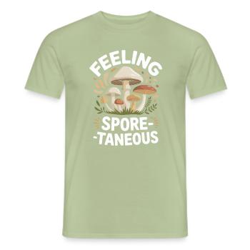 Feeling Spore-taneous Funny Mycology - Men's T-Shirt - sage - Front - AI Model Male 178 light (178cm)
