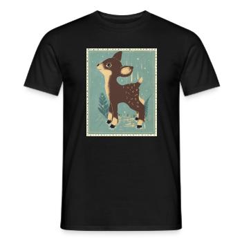 Reh im Retrowald - Männer T-Shirt - Schwarz - Vorne - AI Model Male 178 light (178cm)