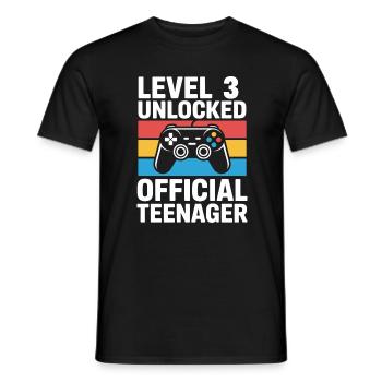 Level 3 Freigeschaltetes Gamer-T-Shirt - Männer T-Shirt - Schwarz - Vorne - AI Model Male 178 light (178cm)