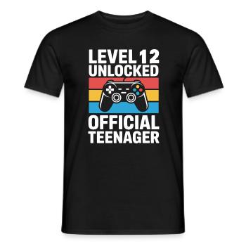 Level 12 Entsperrter offizieller Teenager - Männer T-Shirt - Schwarz - Vorne - AI Model Male 178 light (178cm)