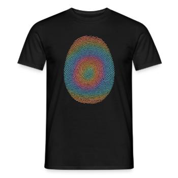 Rainbow Fingerprint Spiral - Men's T-Shirt - black - Front - AI Model Male 178 light (178cm)