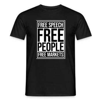 Marché de la liberté d’expression Peuple Libertarian Freedom Logo - T-shirt homme - noir - Devant - AI Model Male 178 light (178cm)