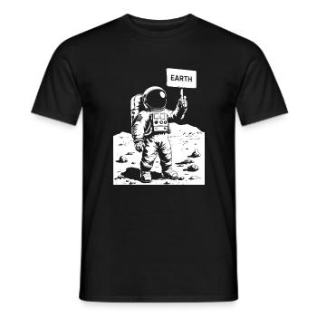 Astronaut on the moon holding a sign - Männer T-Shirt - Schwarz - Vorne - AI Model Male 178 light (178cm)