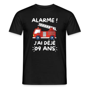 Alarm I'm already 9 years old, firefighter's birthday - Men's T-Shirt - black - Front - AI Model Male 178 light (178cm)