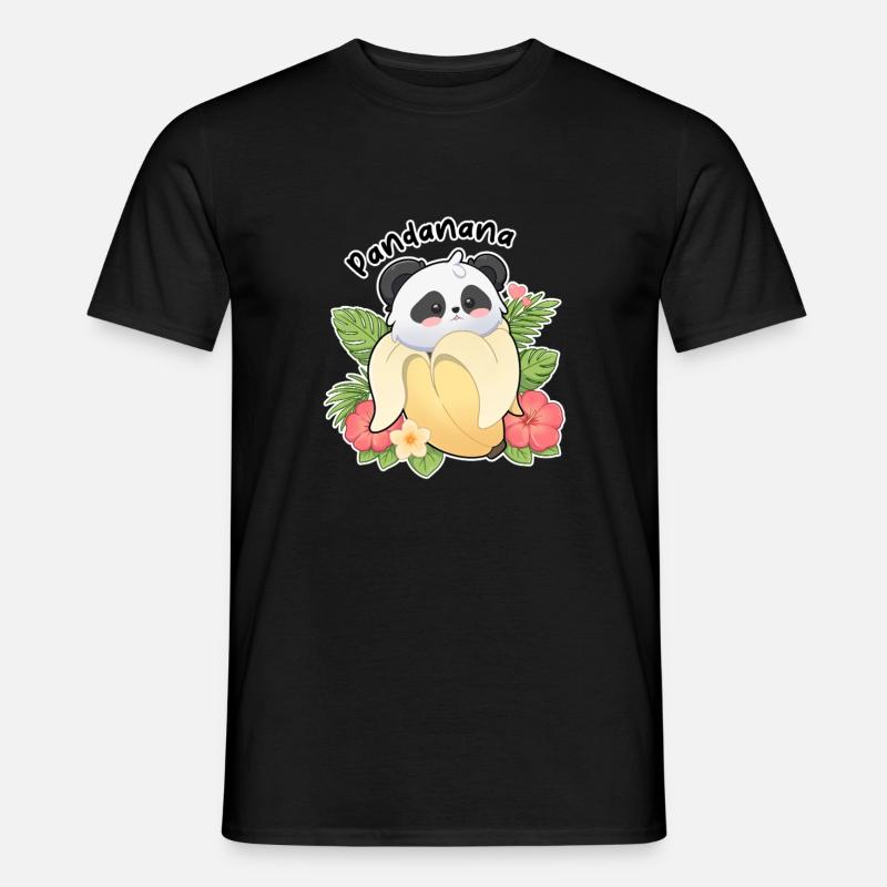 Panda bananmotiv Söt djurdesign - T-shirt herr - svart