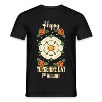 Happy Yorkshire Day 1st August Yorkshire Symbol - Men's T-Shirt - black - Front - AI Model Male 178 light (178cm)