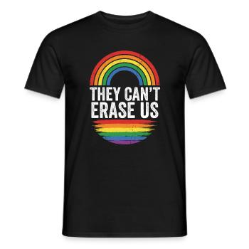 Pride Month LGBTQ - They Can't Erase Us - Men's T-Shirt - black - Front - AI Model Male 178 light (178cm)