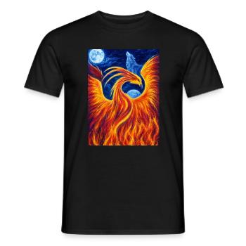 Flaming Phoenix in the Night - Men's T-Shirt - black - Front - AI Model Male 178 light (178cm)