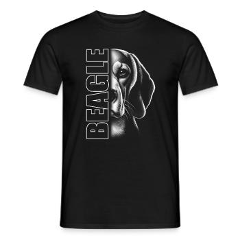 Portrait de Beagle en noir et blanc avec lettres - T-shirt homme - noir - Devant - AI Model Male 178 light (178cm)
