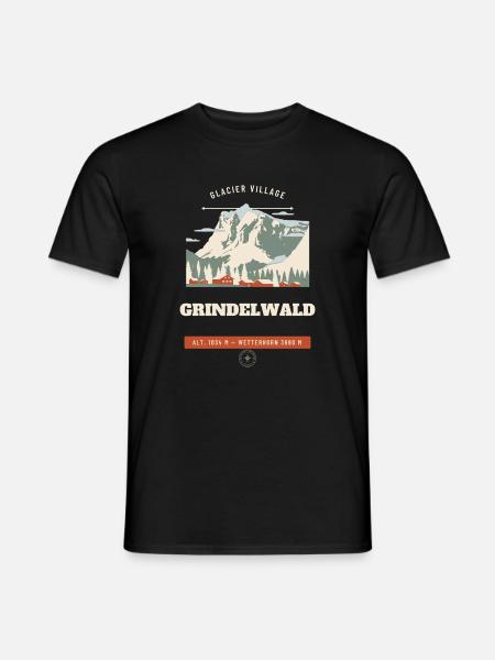 Grindelwald Alps Retro Reise-Emblem - Männer T-Shirt - Schwarz