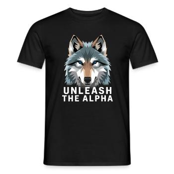  Unleash The Alpha Wolf Motivationsspruch Alpha - Männer T-Shirt - Schwarz - Vorne - AI Model Male 178 light (178cm)