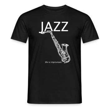 Jazz Style Saxophon - Männer T-Shirt - Schwarz - Vorne - AI Model Male 178 light (178cm)