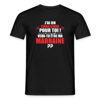 Nouveau Challenge Veux-tu être ma Marraine? - T-shirt homme - noir - Devant - AI Model Male 178 light (178cm)
