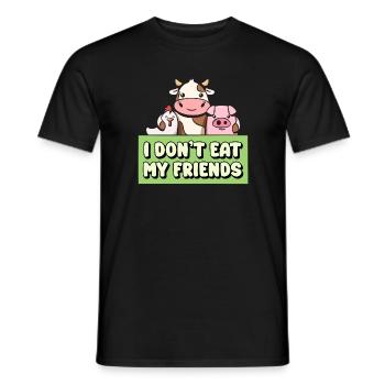 Kuh Schwein Happy Friends Design für Veganer - Männer T-Shirt - Schwarz - Vorne - AI Model Male 178 light (178cm)