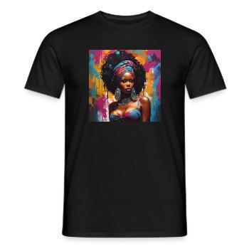 Portrait d'une belle Africaine - T-shirt homme - noir - Devant - AI Model Male 178 light (178cm)