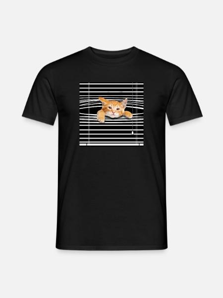 Curious kitten Humor Cat - Men's T-Shirt - black