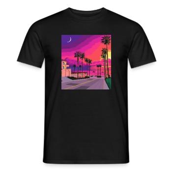 Sunrise Pixelart - Männer T-Shirt - Schwarz - Vorne - AI Model Male 178 light (178cm)