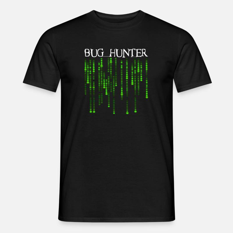 Bug Hunter - Neon Green Source Code Bugs - Männer T-Shirt - Schwarz