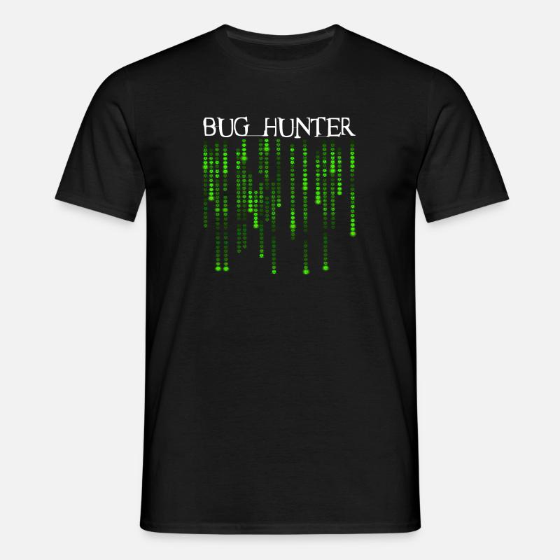 Bug Hunter - Neon Green Source Code Bugs - Men's T-Shirt - black