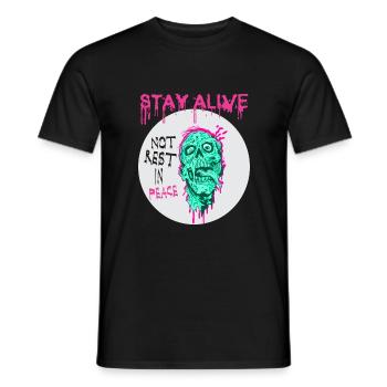 Drôle Halloween Zombie Apocalypse Tshirt / Design - T-shirt homme - noir - Devant - AI Model Male 178 light (178cm)