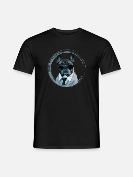 cute mafiastyle bully french bulldog - Men's T-Shirt - black
