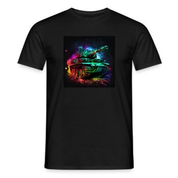 Kampfpanzer im Neonlicht, stark und robust - Männer T-Shirt - Schwarz - Vorne - AI Model Male 178 light (178cm)