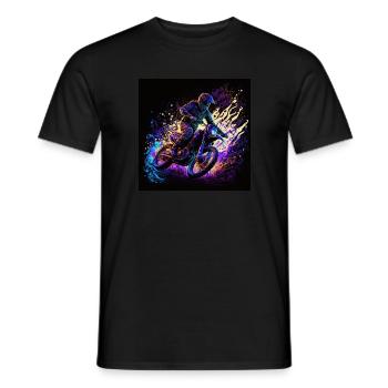 cool motocrosser in black light style - Men's T-Shirt - black - Front - AI Model Male 178 light (178cm)