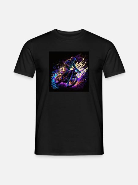 cool motocrosser in black light style - Men's T-Shirt - black